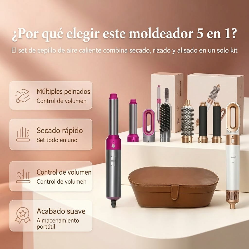 Moldeador de Pelo 5 en 1 con Secador