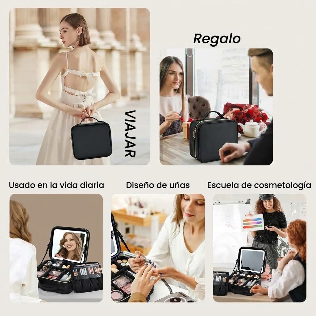 Neceser de Maquillaje con Espejo LED