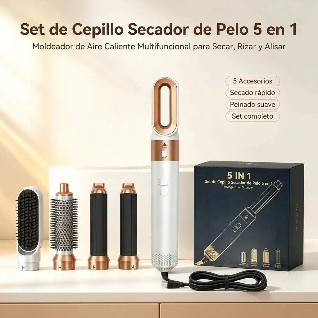 Moldeador de Pelo 5 en 1 con Secador