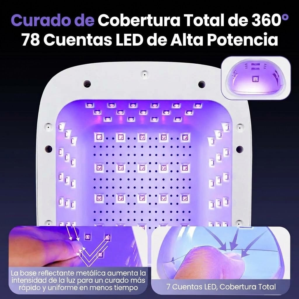 Lámpara de Uñas UV LED Profesional con Doble Zona y Sensor Automático