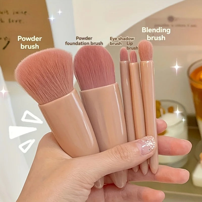 Set de 5 brochas de maquillaje de viaje con espejo integrado