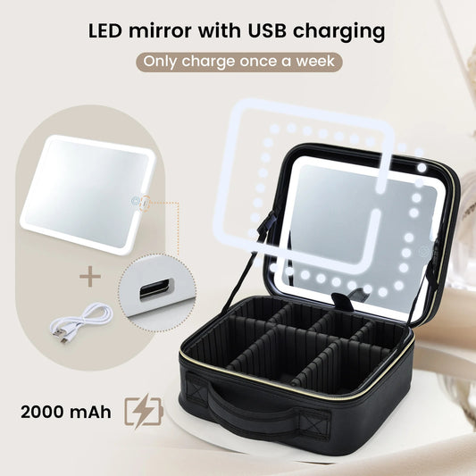 Neceser de Maquillaje con Espejo LED