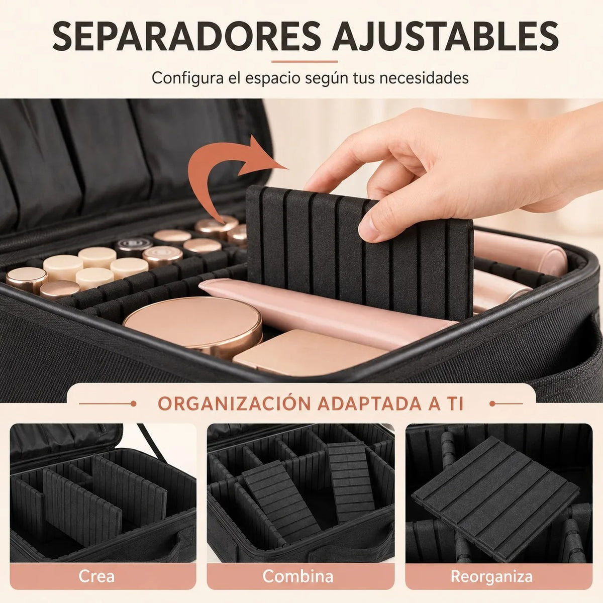 Organizador de Maquillaje con Compartimentos Ajustables