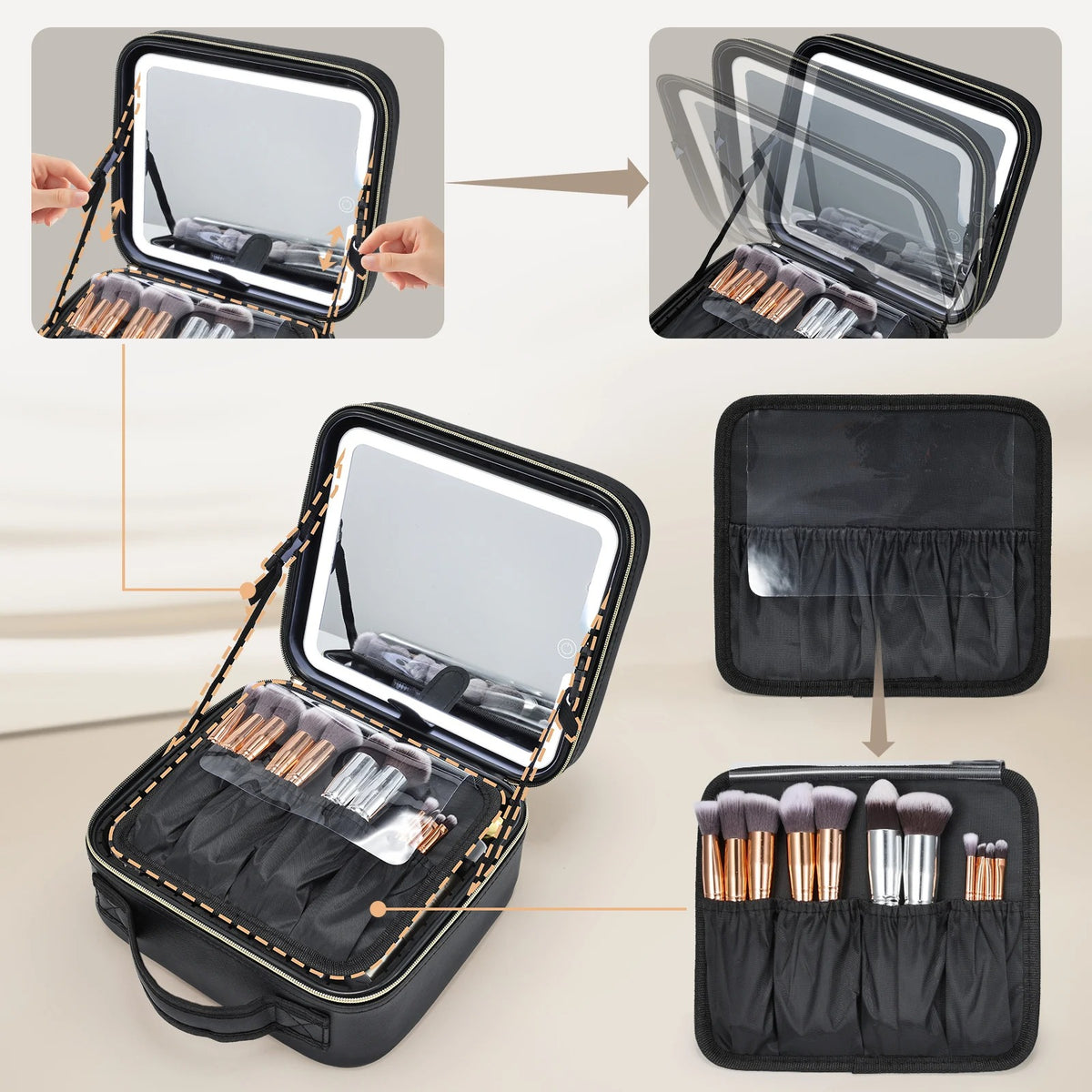 Neceser de Maquillaje con Espejo LED