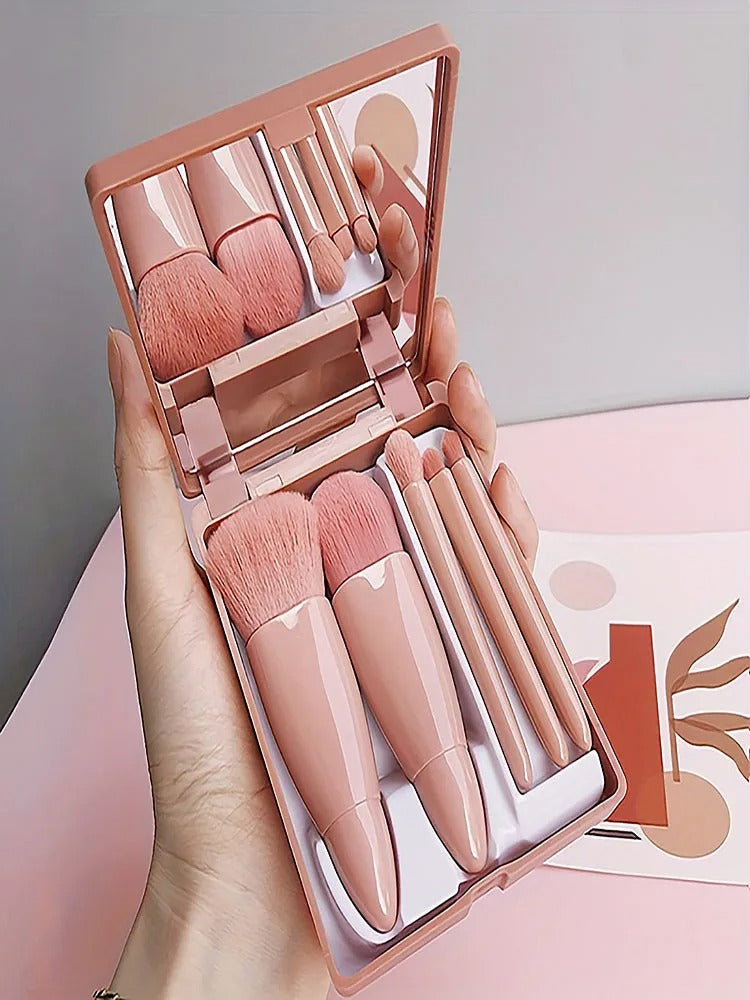 Set de 5 brochas de maquillaje de viaje con espejo integrado