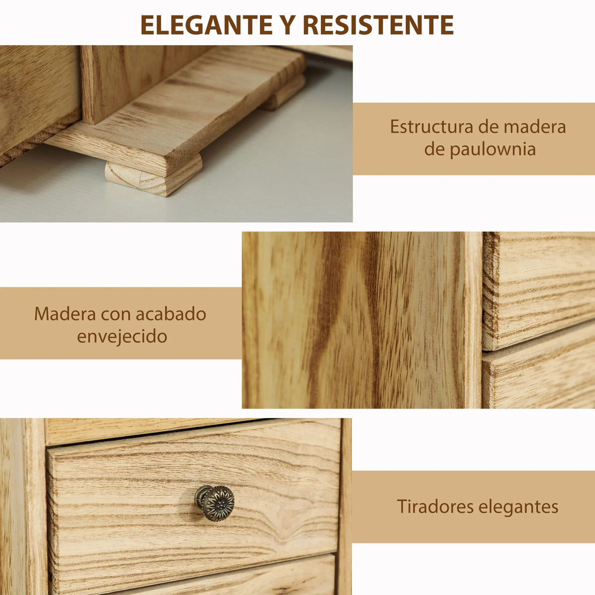 Organizador de Joyas de Madera con Espejo y 4 Niveles