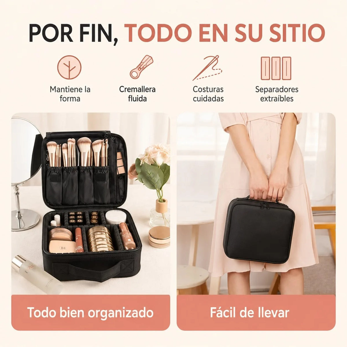 Organizador de Maquillaje con Compartimentos Ajustables