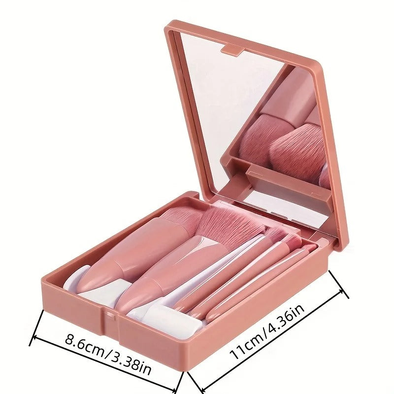 Set de 5 brochas de maquillaje de viaje con espejo integrado