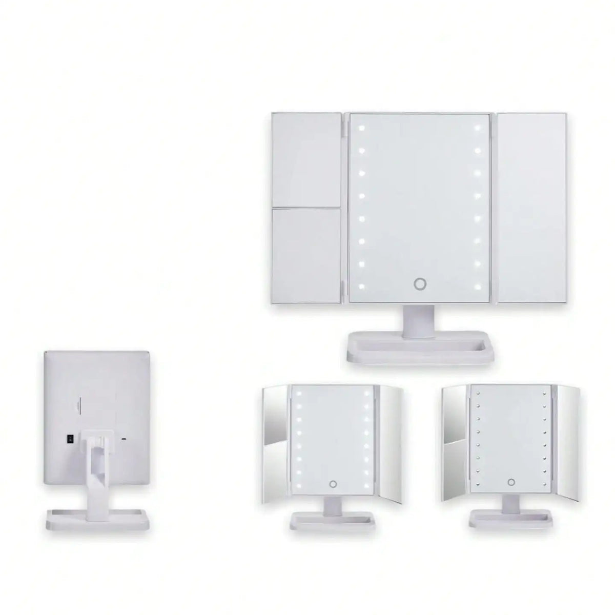 Espejo de Maquillaje LED Plegable con Aumento
