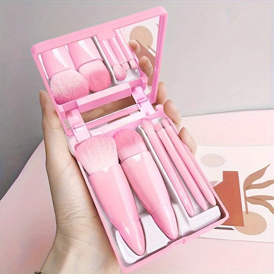 Set de 5 brochas de maquillaje de viaje con espejo integrado